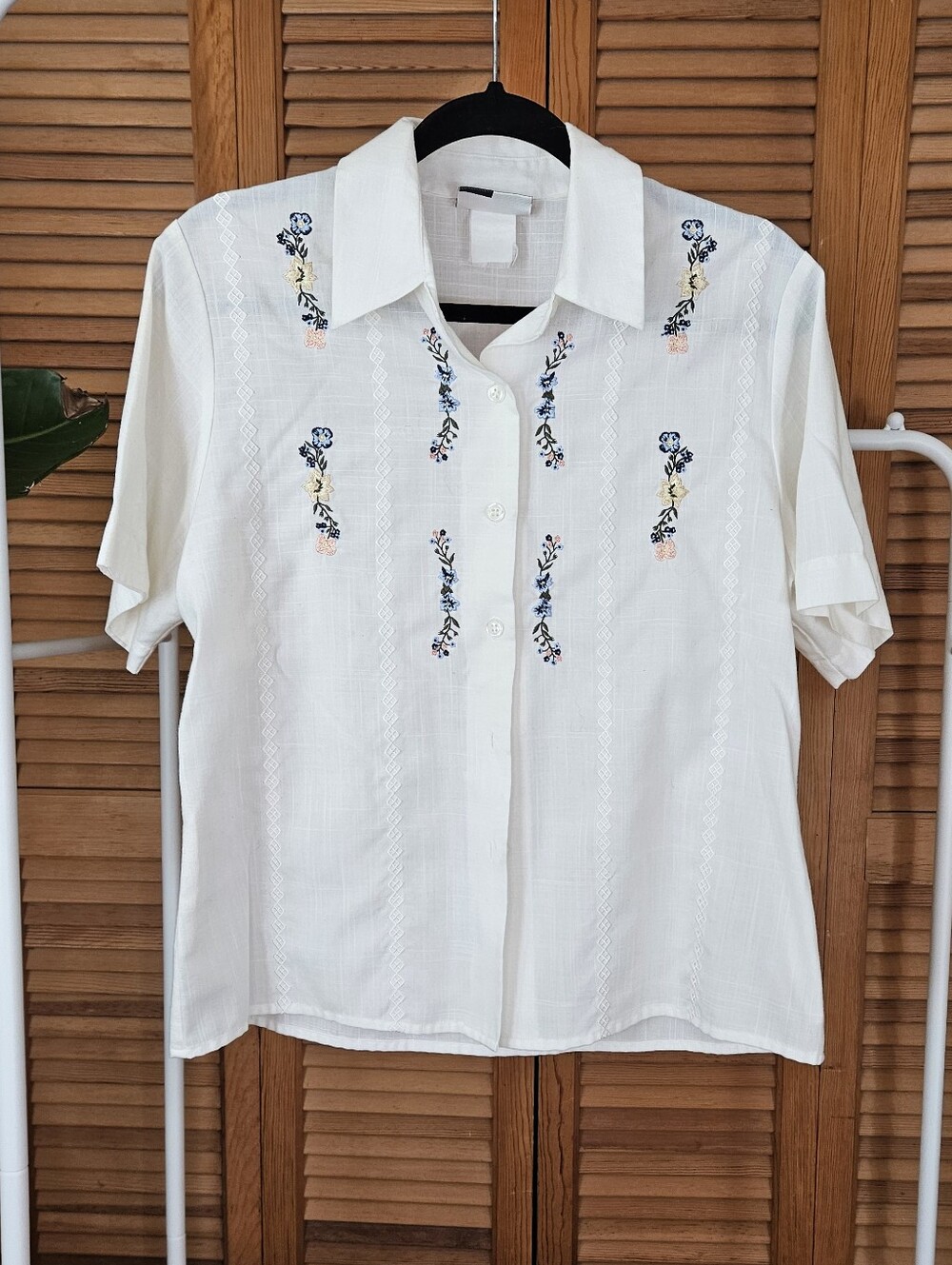 Floral Embroidered Coquette Grandma Cottagecore Western Short Sleeve Button Up